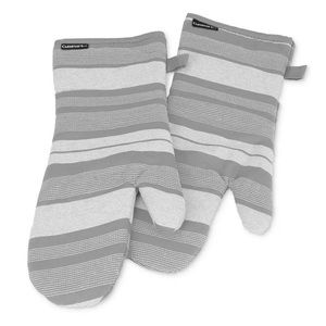 NEW Pair of Cuisinart Yarn Dyed Gray Striped Oven Mitts